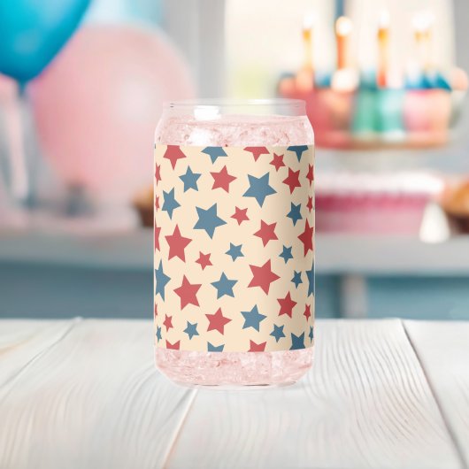 Rote und blaue Sterne, 4. Juli, Beige Hintergrund Dosenglas (Insitu (Baby Party))