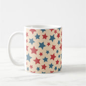 Rote und blaue Sterne, 4. Juli, beige Hintergrund Kaffeetasse (Links)