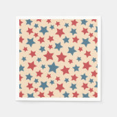 Rote und blaue Sterne, 4. Juli, Beige Hintergrund Serviette (Vorderseite)