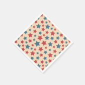Rote und blaue Sterne, 4. Juli, Beige Hintergrund Serviette (Ecke)