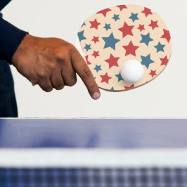 Rote und blaue Sterne, 4. Juli, beige Hintergrund Tischtennis Schläger
