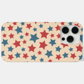Rote und blaue Sterne, 4. Juli, beiger Hintergrund Case-Mate iPhone Hülle (Rückseite (Horizontal))
