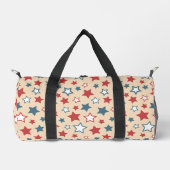 Rote und blaue Sterne, 4. Juli, beiger Hintergrund Duffle Bag (Vorderseite)