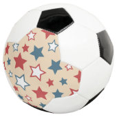 Rote und blaue Sterne, 4. Juli, beiger Hintergrund Fußball (Dreiviertel)