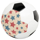 Rote und blaue Sterne, 4. Juli, beiger Hintergrund Fußball (Dreiviertel)