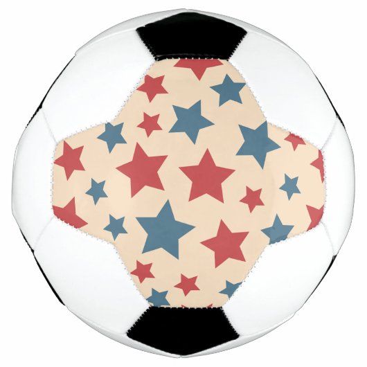 Rote und blaue Sterne, 4. Juli, beiger Hintergrund Fußball (Vorderseite)