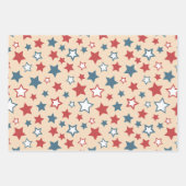 Rote und blaue Sterne, 4. Juli, beiger Hintergrund Geschenkpapier Set (Vorderseite)