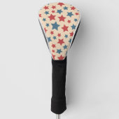 Rote und blaue Sterne, 4. Juli, beiger Hintergrund Golf Headcover (Vorderseite)
