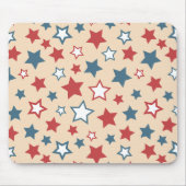Rote und blaue Sterne, 4. Juli, beiger Hintergrund Mousepad (Vorne)