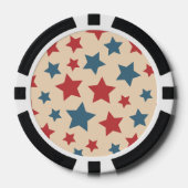 Rote und blaue Sterne, 4. Juli, beiger Hintergrund Pokerchips (Vorderseite)