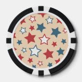 Rote und blaue Sterne, 4. Juli, beiger Hintergrund Pokerchips (Vorderseite)