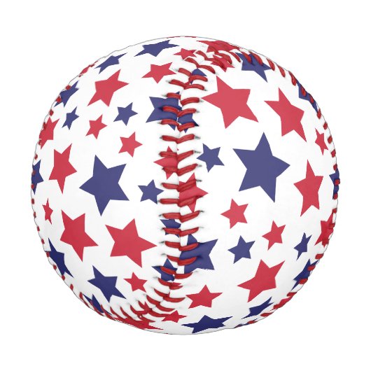 Rote und blaue Sterne, 4. Juli, weißer Hintergrund Baseball (Schrägansicht)