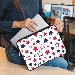 Rote und blaue Sterne, 4. Juli, weißer Hintergrund Laptopschutzhülle