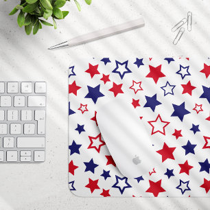 Rote und blaue Sterne, 4. Juli, weißer Hintergrund Mousepad