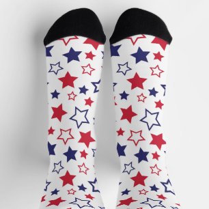 Rote und blaue Sterne, 4. Juli, weißer Hintergrund Socken