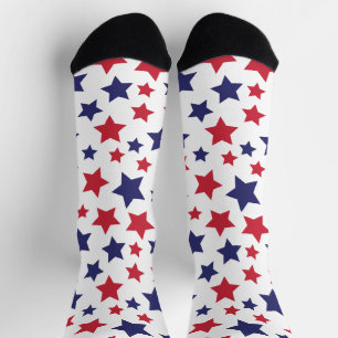 Rote und blaue Sterne, 4. Juli, weißer Hintergrund Socken