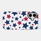 Rote und Blaue Sterne - Muster der amerikanischen  iPhone 16 Hülle (Rückseite (Horizontal))