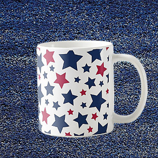 Rote und Blaue Sterne - Muster der amerikanischen  Kaffeetasse