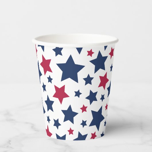 Rote und Blaue Sterne - Muster der amerikanischen Pappbecher (Vorderseite)