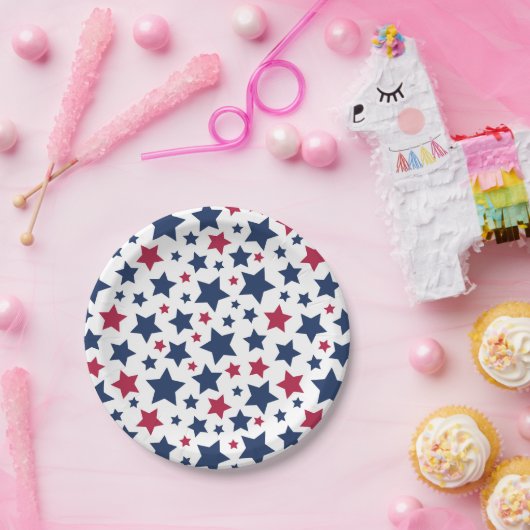 Rote und Blaue Sterne - Muster der amerikanischen Pappteller (Party)