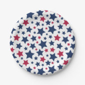 Rote und Blaue Sterne - Muster der amerikanischen  Pappteller (Vorderseite)