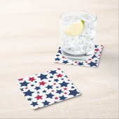 Rote und Blaue Sterne - Muster der amerikanischen Rechteckiger Pappuntersetzer (Vor Ort)