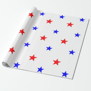 Rote und blaue Sterne - Sternenmuster Geschenkpapier