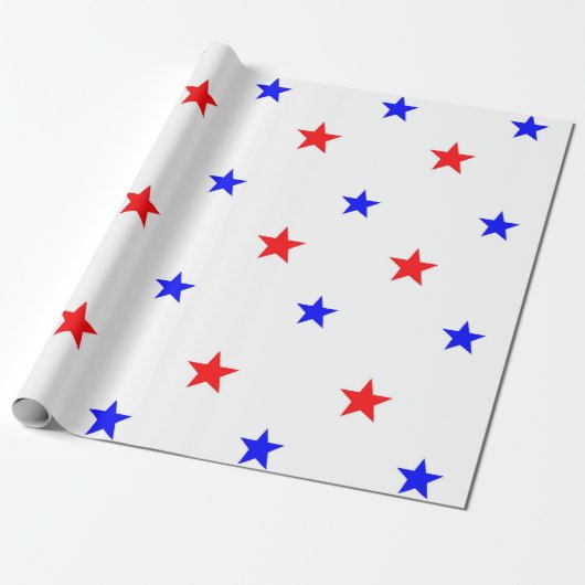 Rote und blaue Sterne - Sternenmuster Geschenkpapier (Ungerollt)