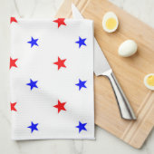 Rote und blaue Sterne - Sternenmuster Geschirrtuch (Viertel Falte)