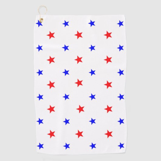 Rote und blaue Sterne - Sternenmuster Golfhandtuch (Vorderseite)