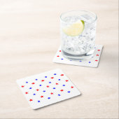 Rote und blaue Sterne - Sternenmuster Rechteckiger Pappuntersetzer (Vor Ort)