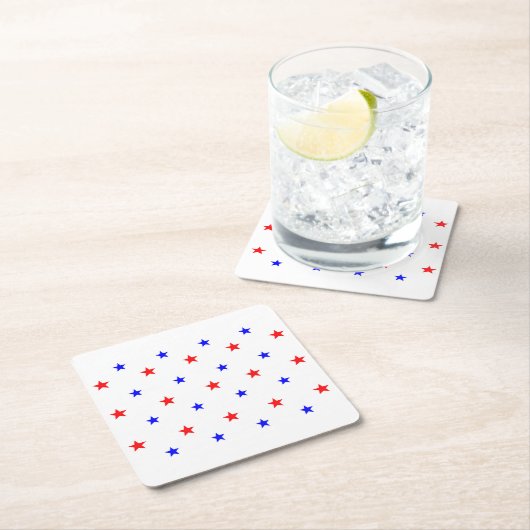 Rote und blaue Sterne - Sternenmuster Rechteckiger Pappuntersetzer (Vor Ort)