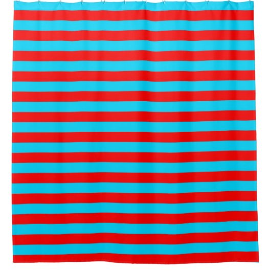 Rote und blaue Streifen Duschvorhang (Vorderseite)