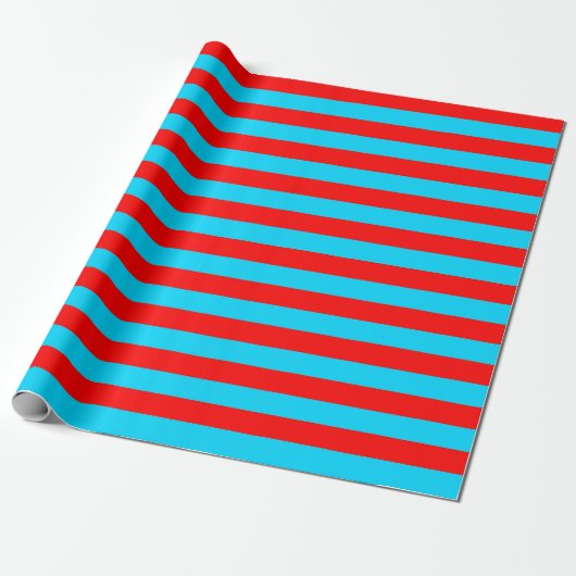 Rote und blaue Streifen Geschenkpapier (Ungerollt)
