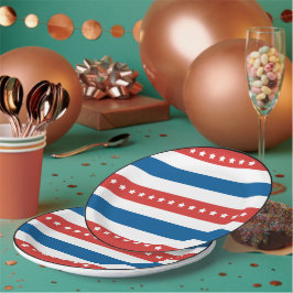 Rote und blaue Streifen mit weißen Sternen Pappteller