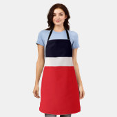 Rote und blaue Streifen Schürze (Getragen)