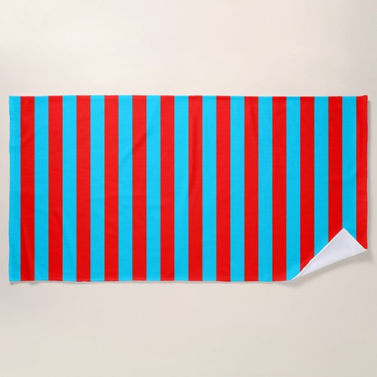Rote und blaue Streifen Strandtuch (Vorderseite)