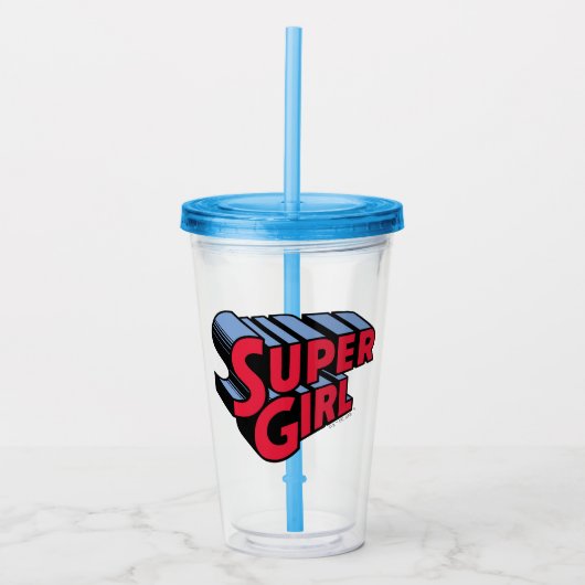 Rote und blaue Supergirl-Logo Acryltrinkbecher (Vorderseite)