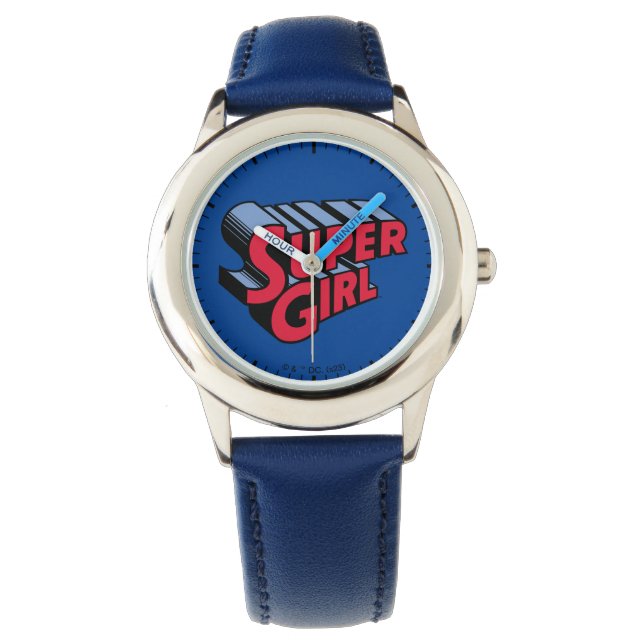 Rote und blaue Supergirl-Logo Armbanduhr (Vorderseite)