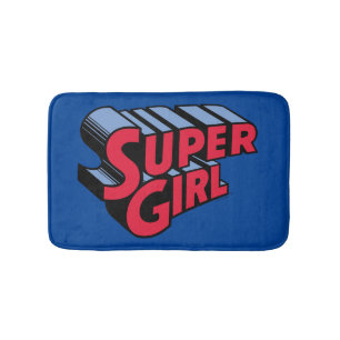 Rote und blaue Supergirl-Logo Badematte