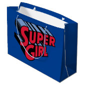 Rote und blaue Supergirl-Logo Große Geschenktüte (Rückseite Schrägansicht)