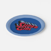 Rote und blaue Supergirl-Logo Pappteller (Schrägansicht)