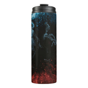 Rote und blaue Tapete Thermosbecher