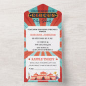 Rote und blaue Ticket Circus Baby Dusche All In One Einladung (Innen Boden)