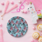 Rote und blaue tropische Pflanze Pappteller (Party)