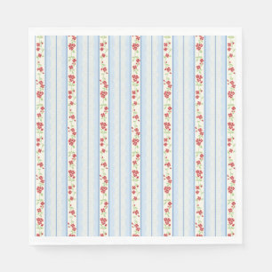 Rote und blaue Vintage-Blumen-Party-Desserts Serviette