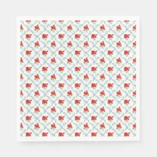 Rote und blaue Vintage-verschlungene Blumen-Party- Serviette