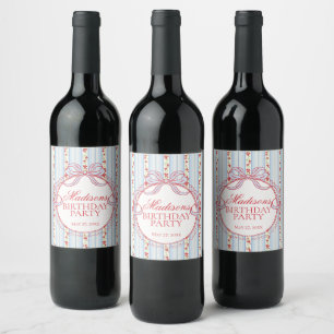 Rote und blaue Vintage-verschlungene florale Gebur Weinetikett