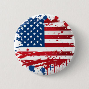 Rote und blaue Wasserfarbe-Spritzer-Amerikanische  Button
