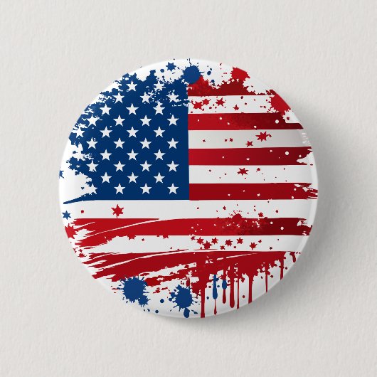 Rote und blaue Wasserfarbe-Spritzer-Amerikanische Button (Vorderseite)
